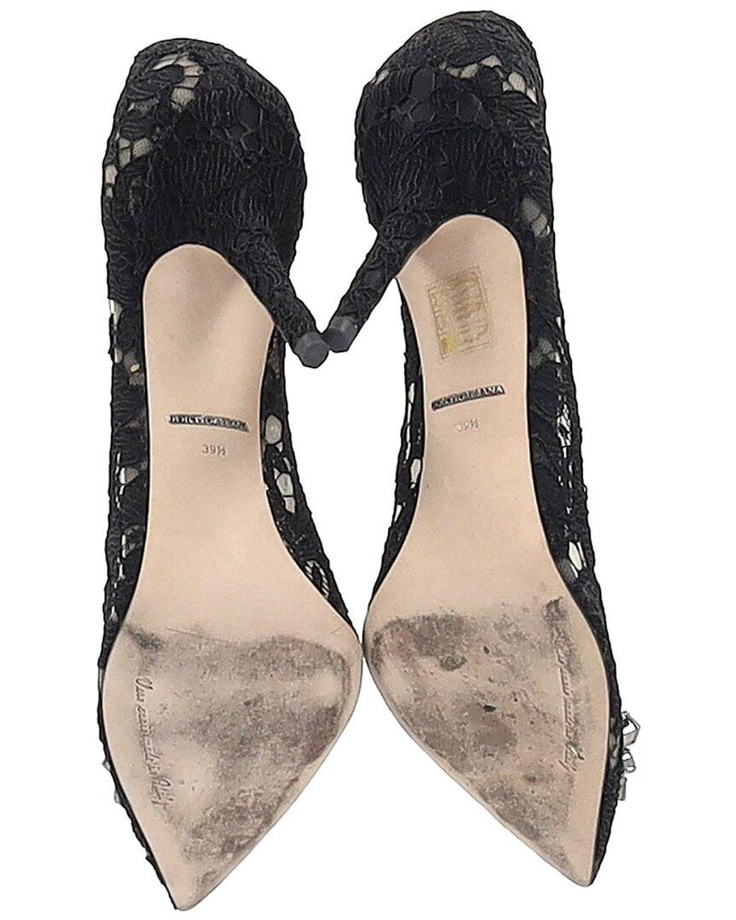 Dolce & Gabbana Black Lace Pump With Brooch (Authentic Pre-Loved)