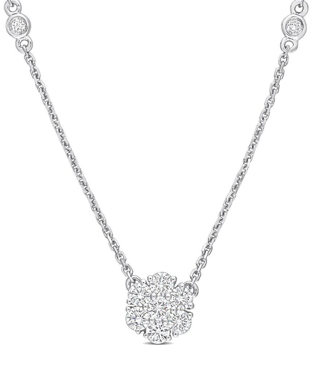 Diamond Select Cuts Natural 14K 0.49 Ct. Tw. Diamond Floral Cluster Necklace
