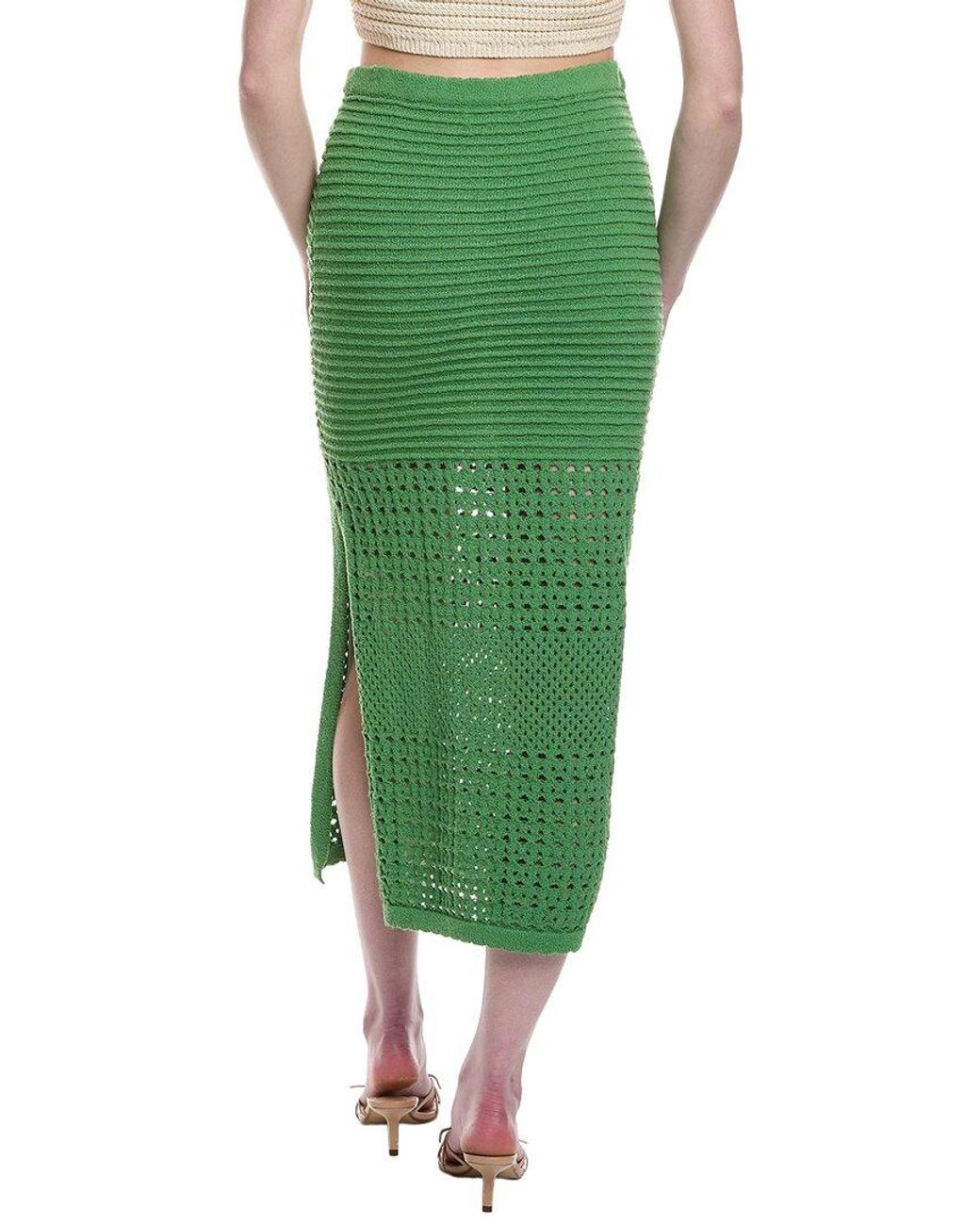 LOST AND WANDER Green Olivia Midi Skirt
