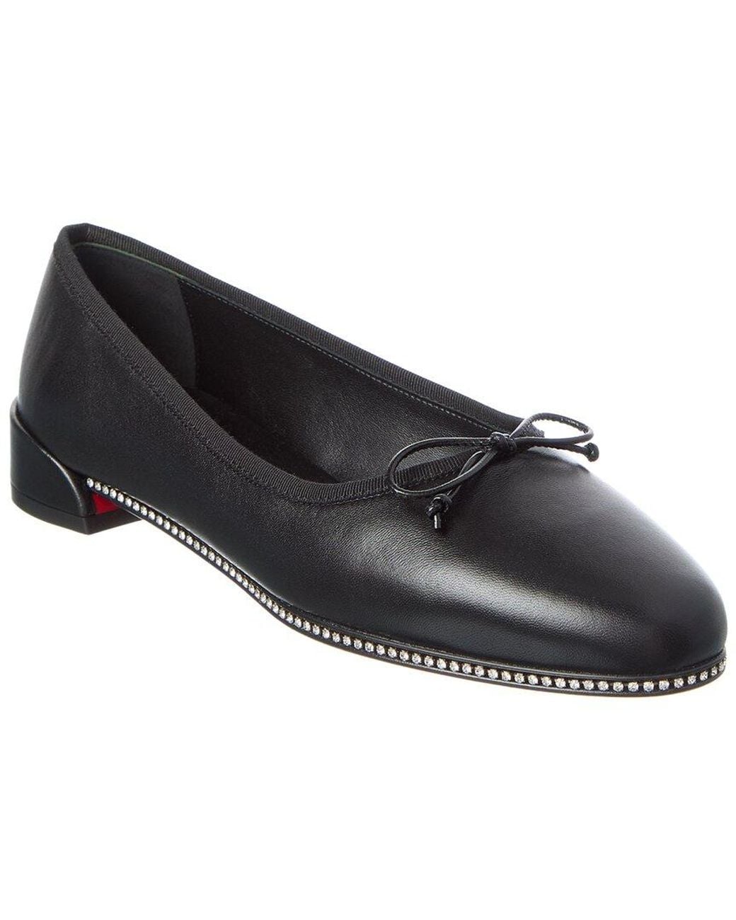 Christian Louboutin Black Sweetie Strass Leather Ballerina Flat