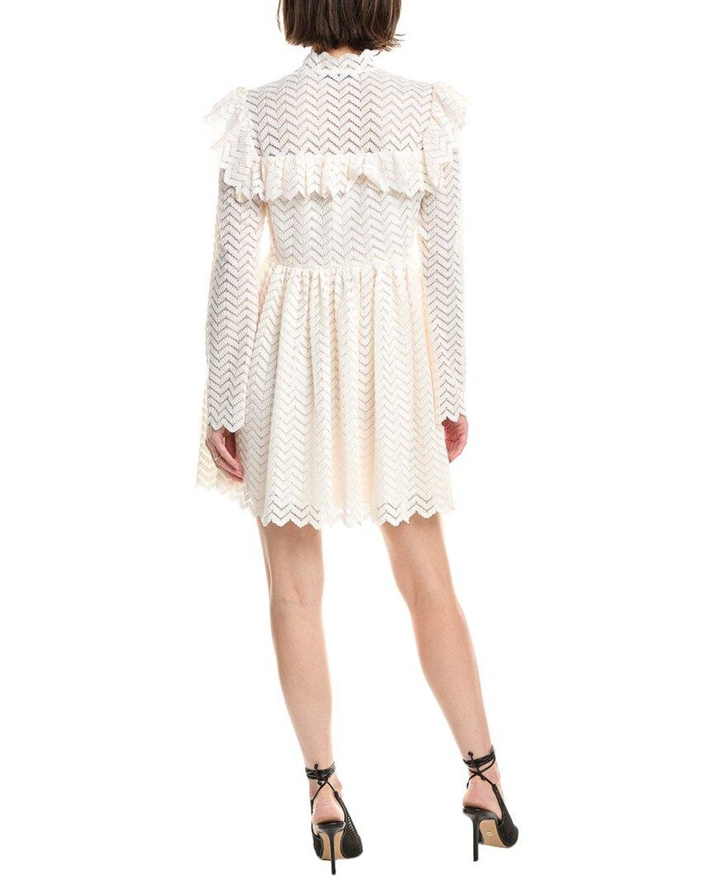 Rebecca Taylor White Chevron Lace Mini Dress