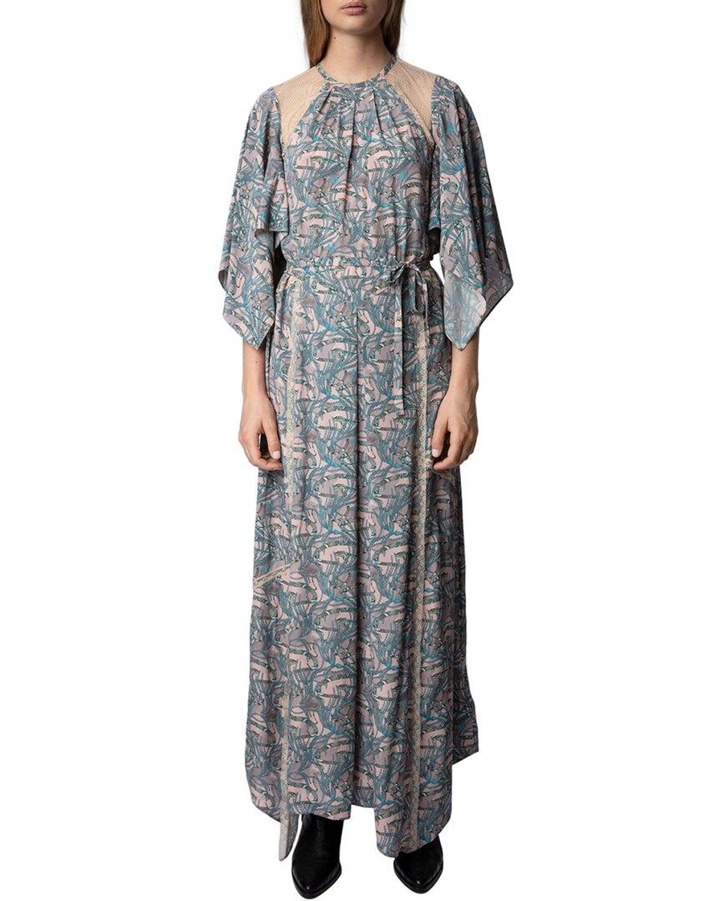 Zadig & Voltaire Gray Rielle Snake Chaines Silk-blend Dress