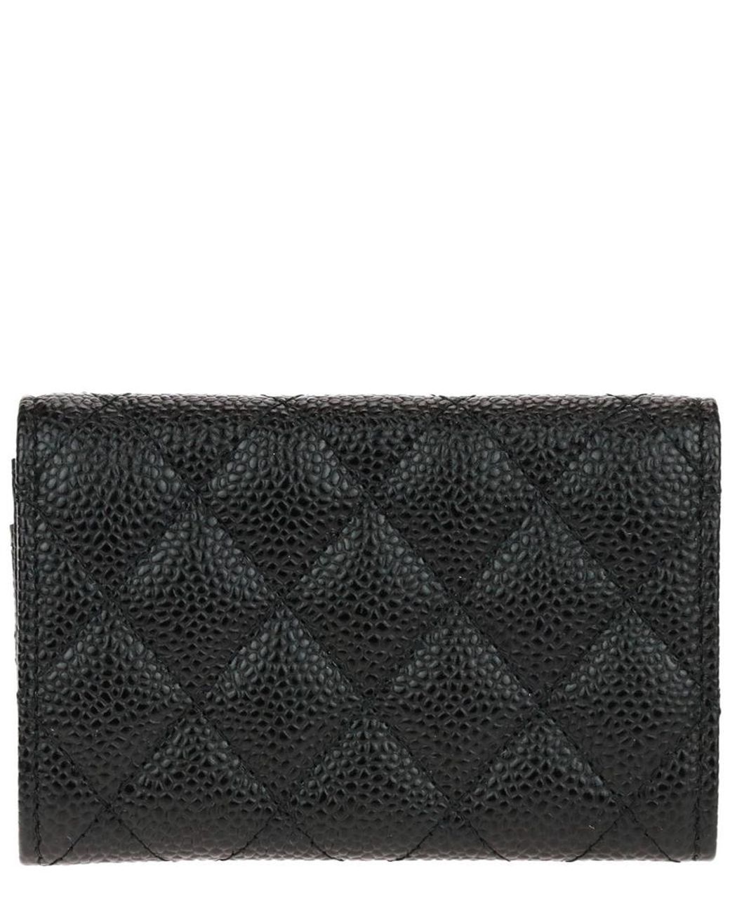 CHANEL Caviar Quilted Small Flap Wallet Black 173662