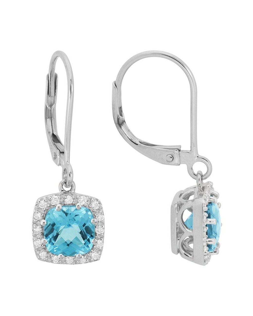 Diamond Select Cuts 14k Diamond .16 Ct & 2.19 Ct. Blue Topaz Earrings