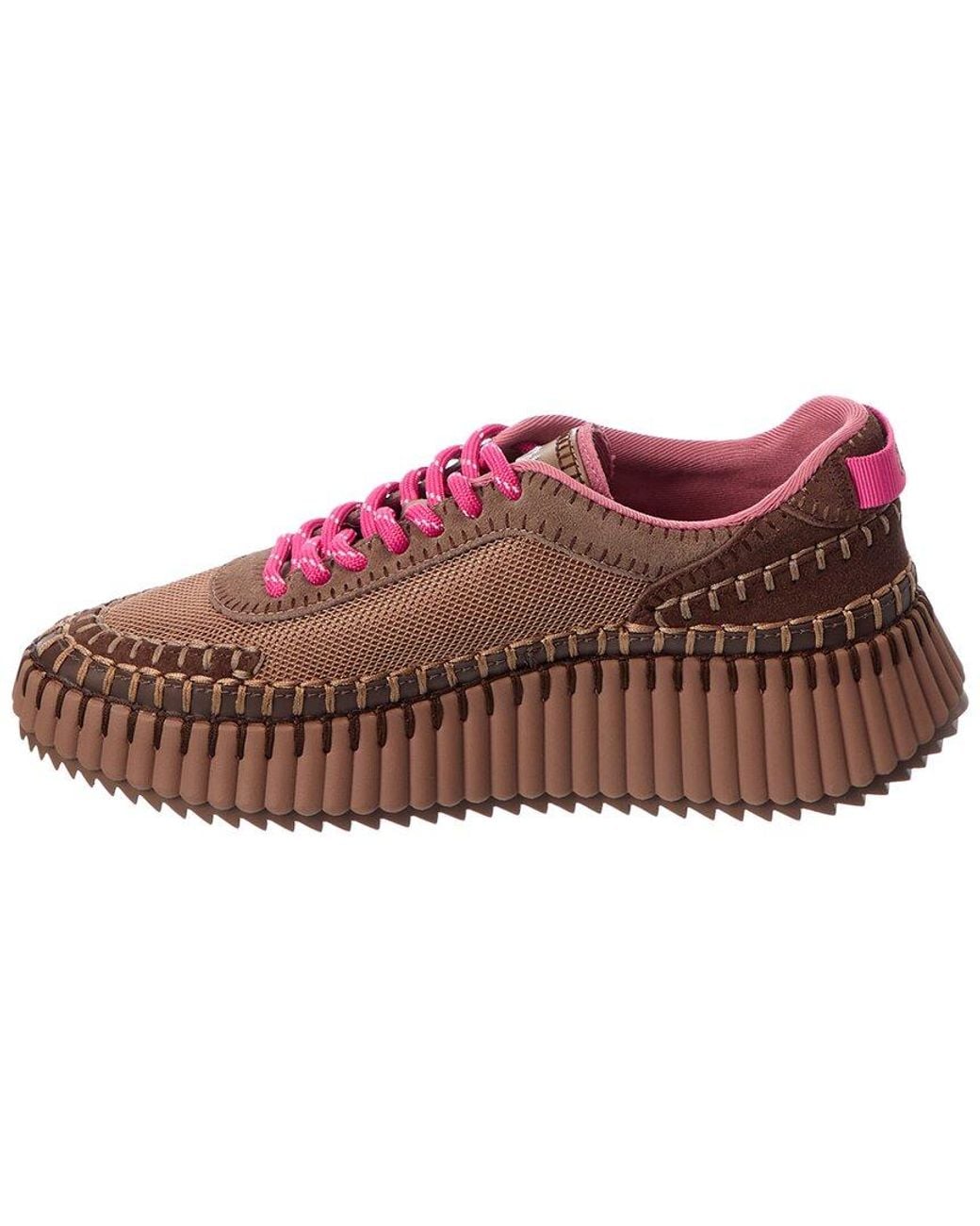 Chloé Pink Nama Suede & Mesh Sneaker