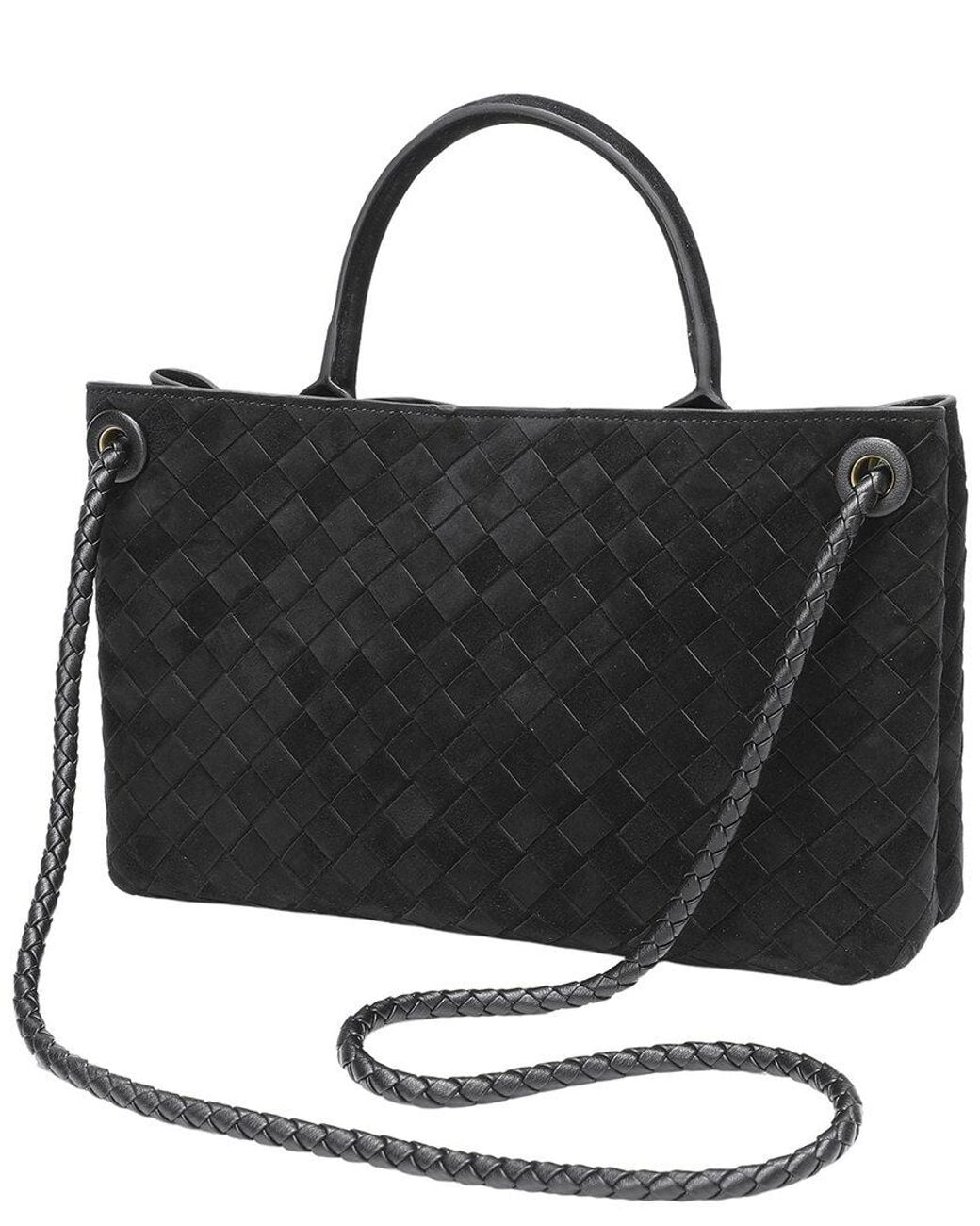Tiffany & Fred Paris Black Tiffany And Fred Paris Woven Suede Leather Top Handle Satchel