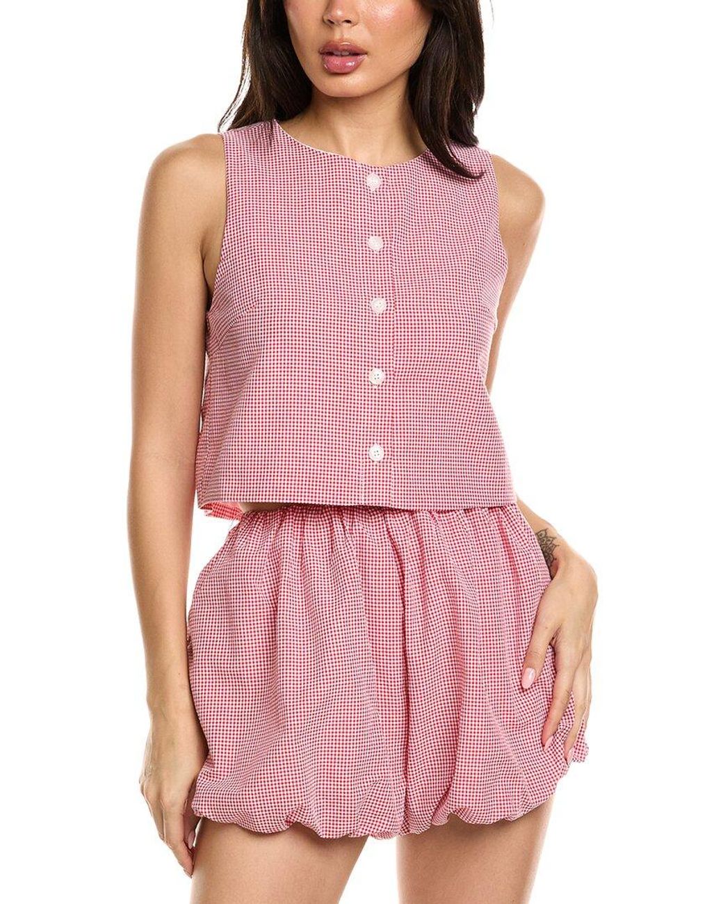 LUXE ALWAYS Purple Check Top