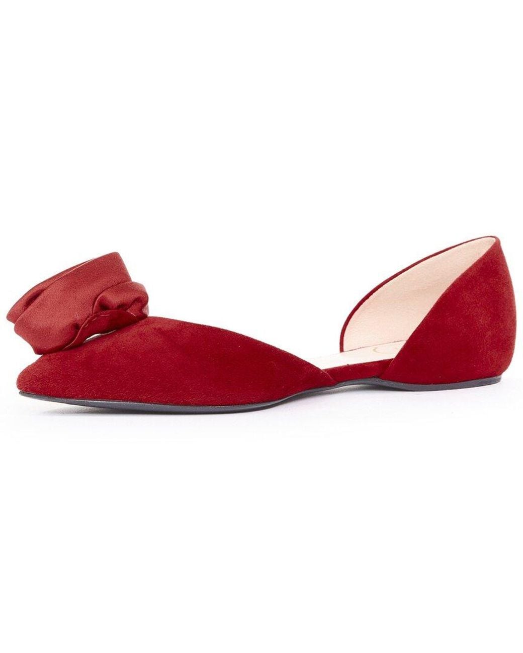 Roger Vivier Red Suede Rosette Flat (Authentic Pre-Loved)