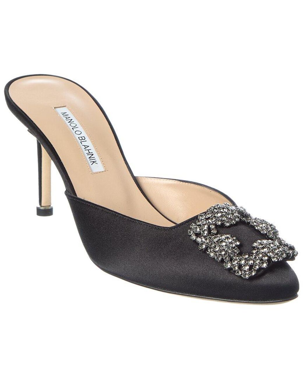 Manolo Blahnik Black Hangisimu 70 Satin Mule