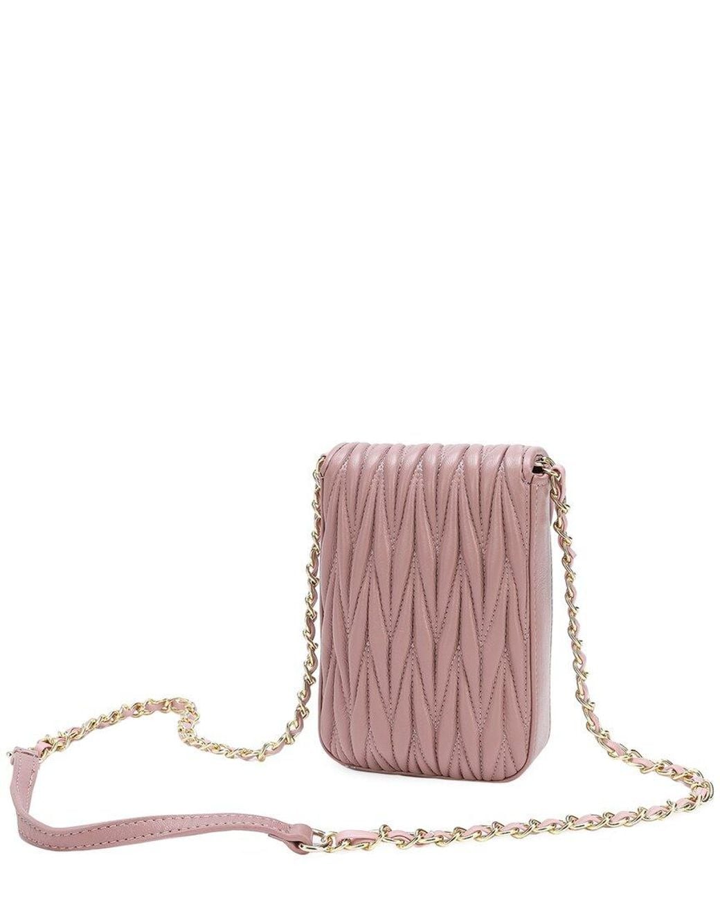Tiffany & Fred Paris Pink Quilted Leather Phone Bag