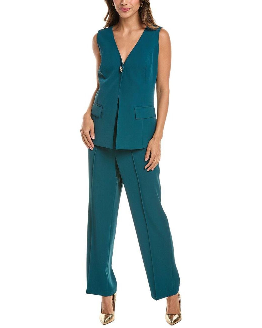 Pascale La Mode Blue 2Pc Premium Vest & Pant Set