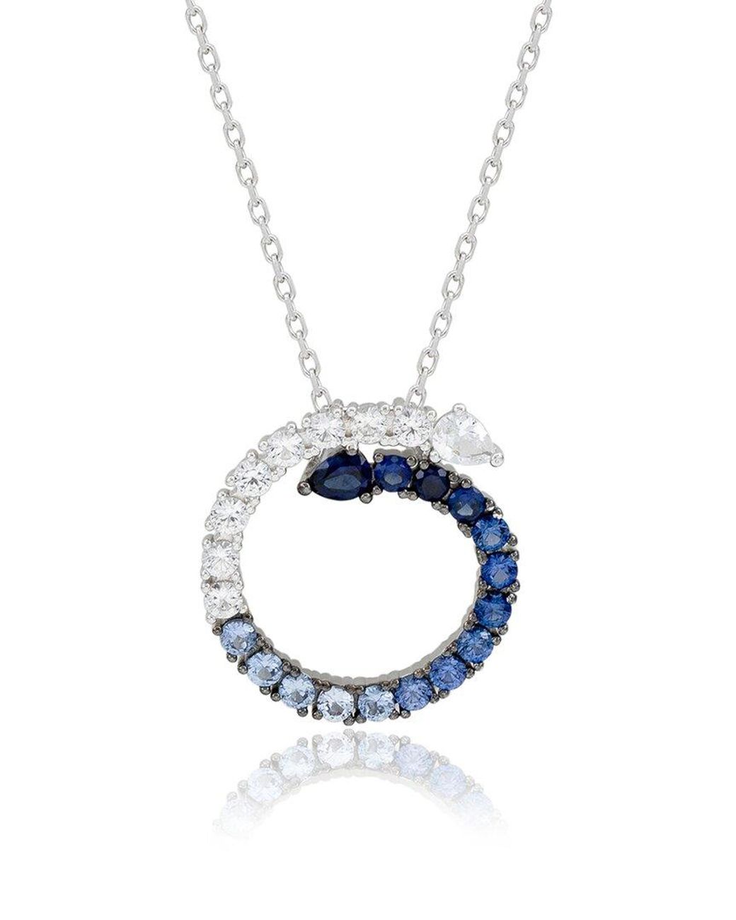 Suzy Levian Blue 2.00 Ct. Tw. Diamond & Sapphire Circle Journey Pendant