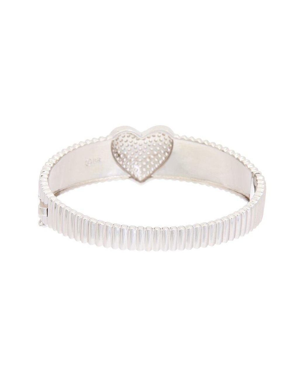 Juvell White 18K Plated Cz Heart Goose Bangle Bracelet