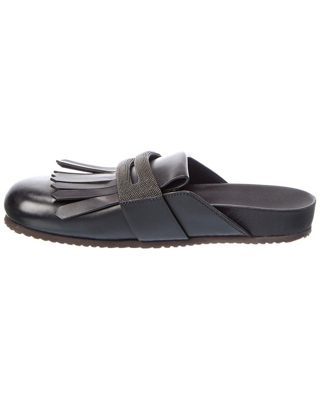 Brunello Cucinelli Brown Leather Mule
