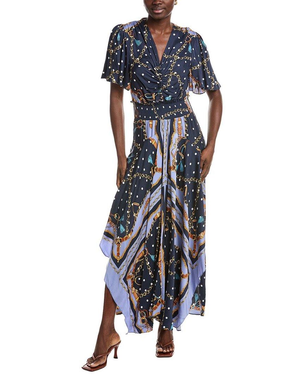 Maje Blue Flutter Maxi Dress