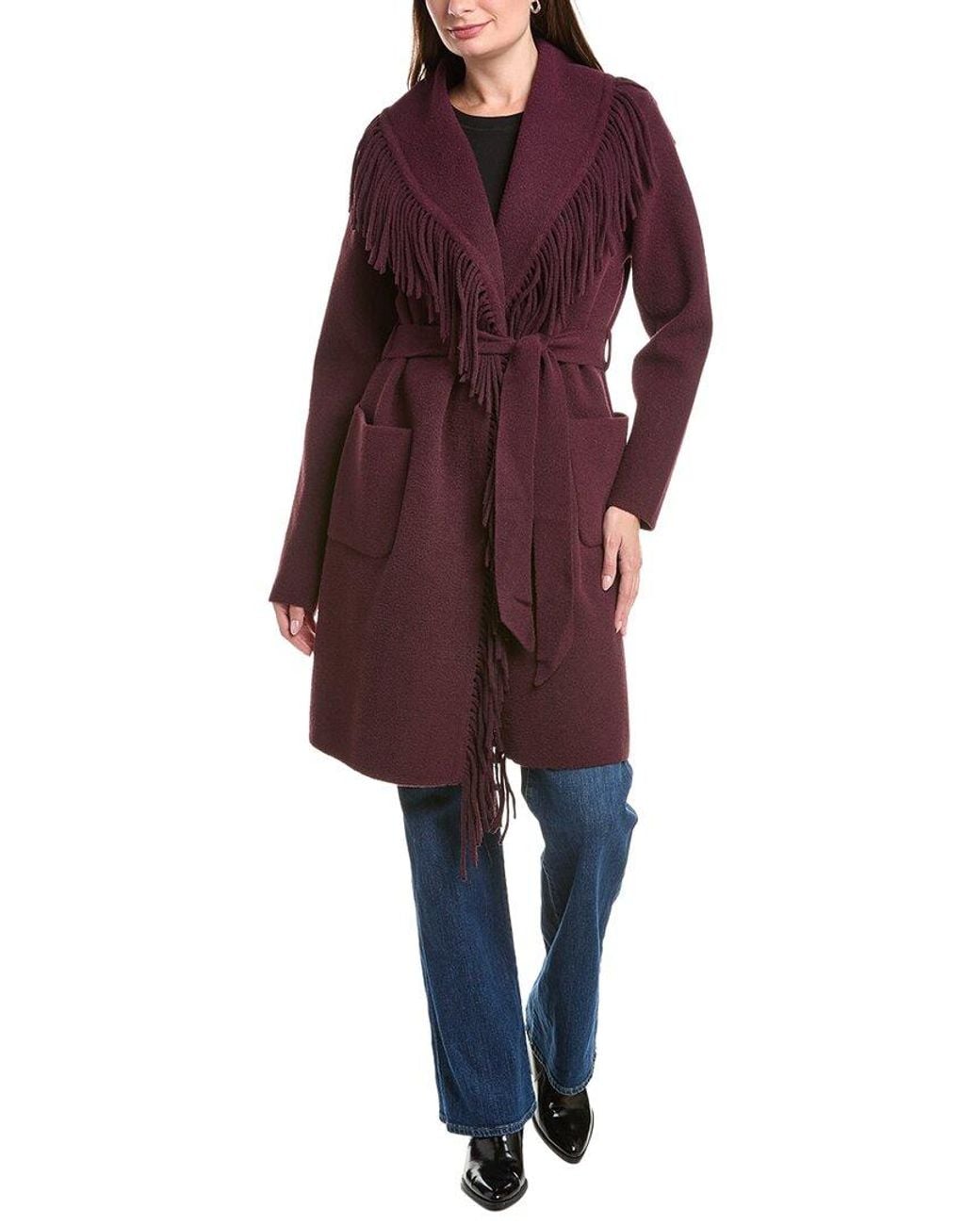NVLT Red Mink Eyelash Wrap Coatigan