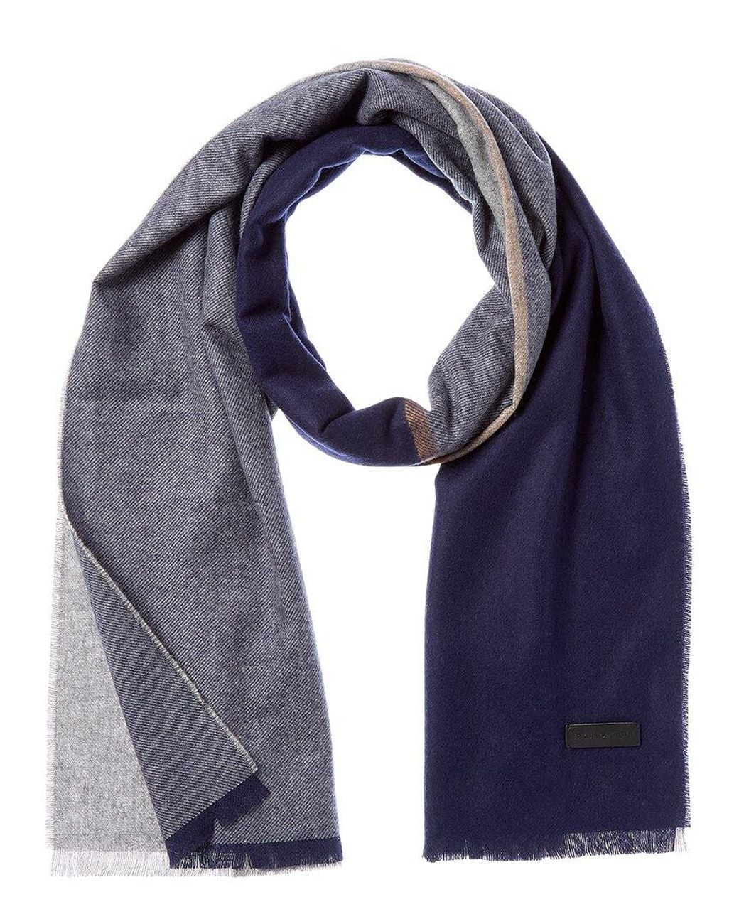 Bruno Magli Blue Silk & Cashmere-Blend Scarf for men
