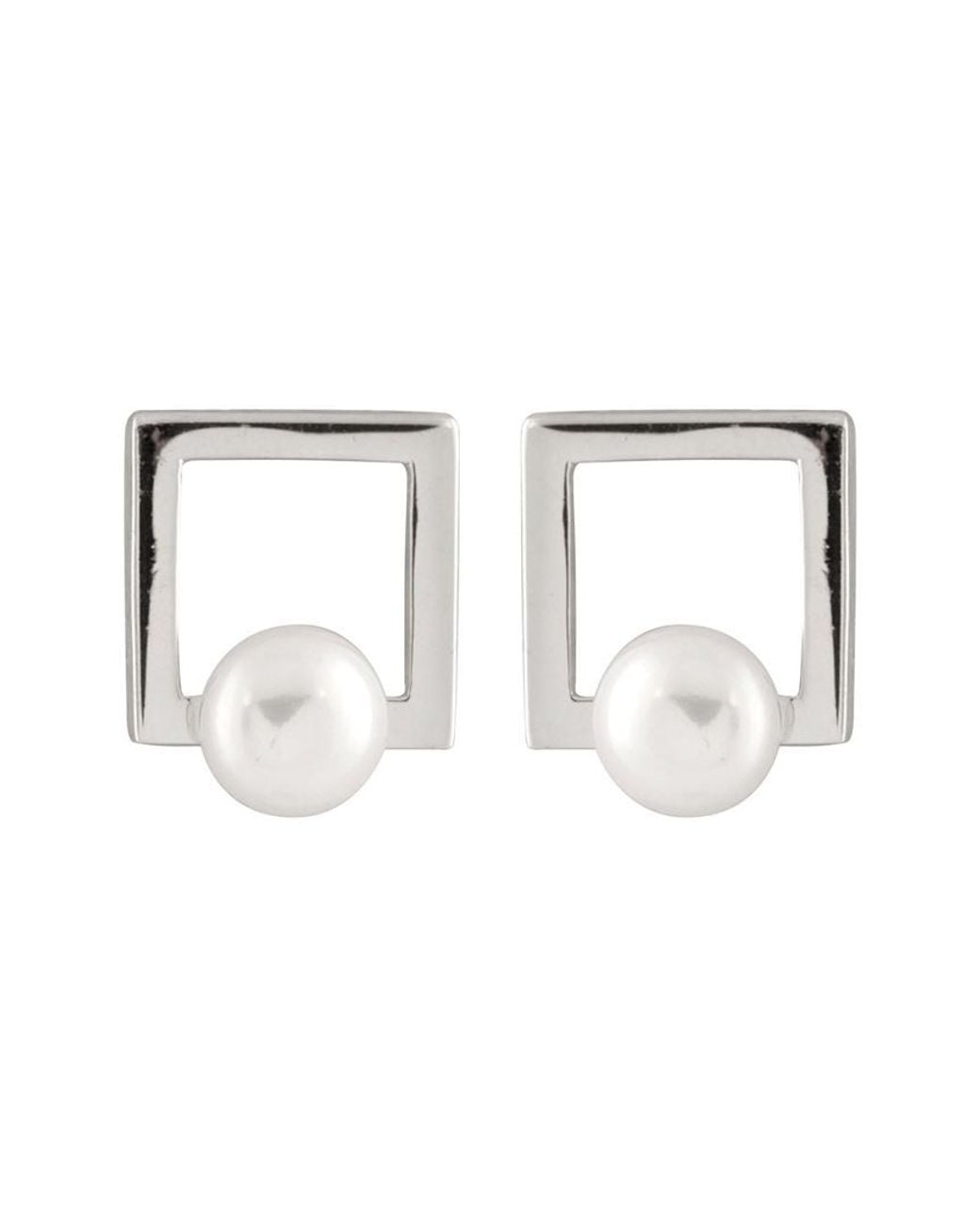 Splendid White Rhodium Over Silver 6-7mm Pearl Earrings