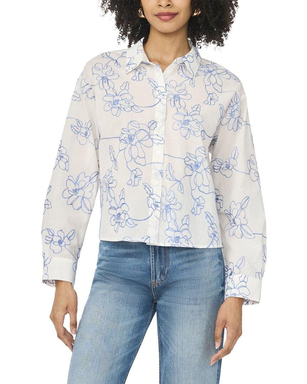 Vince Camuto White Cropped Collar Button-Down Shirt