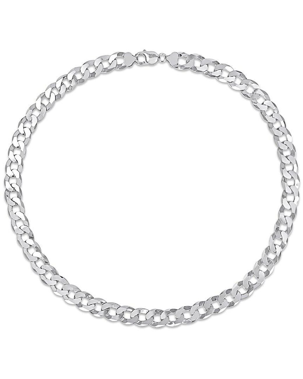 Italian Silver Metallic Flat Curb Chain Necklace