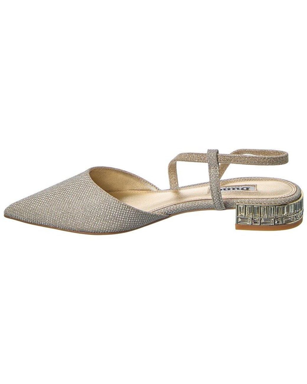Dune Metallic Command Glitter Slingback Flat