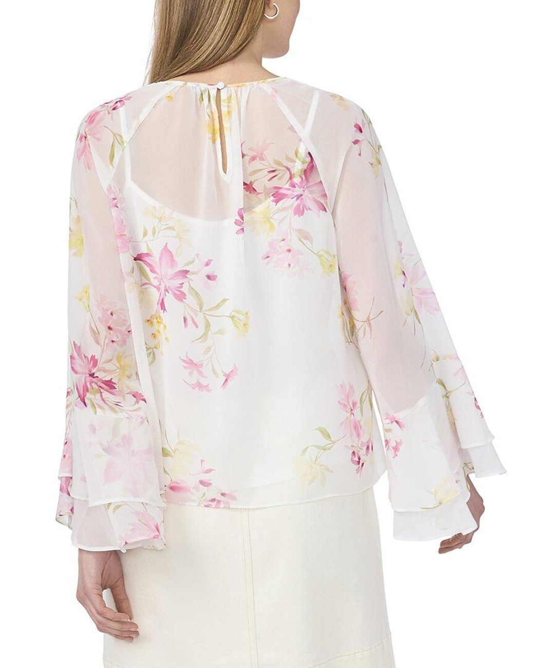 Vince Camuto White Ruffle Sleeve Blouse