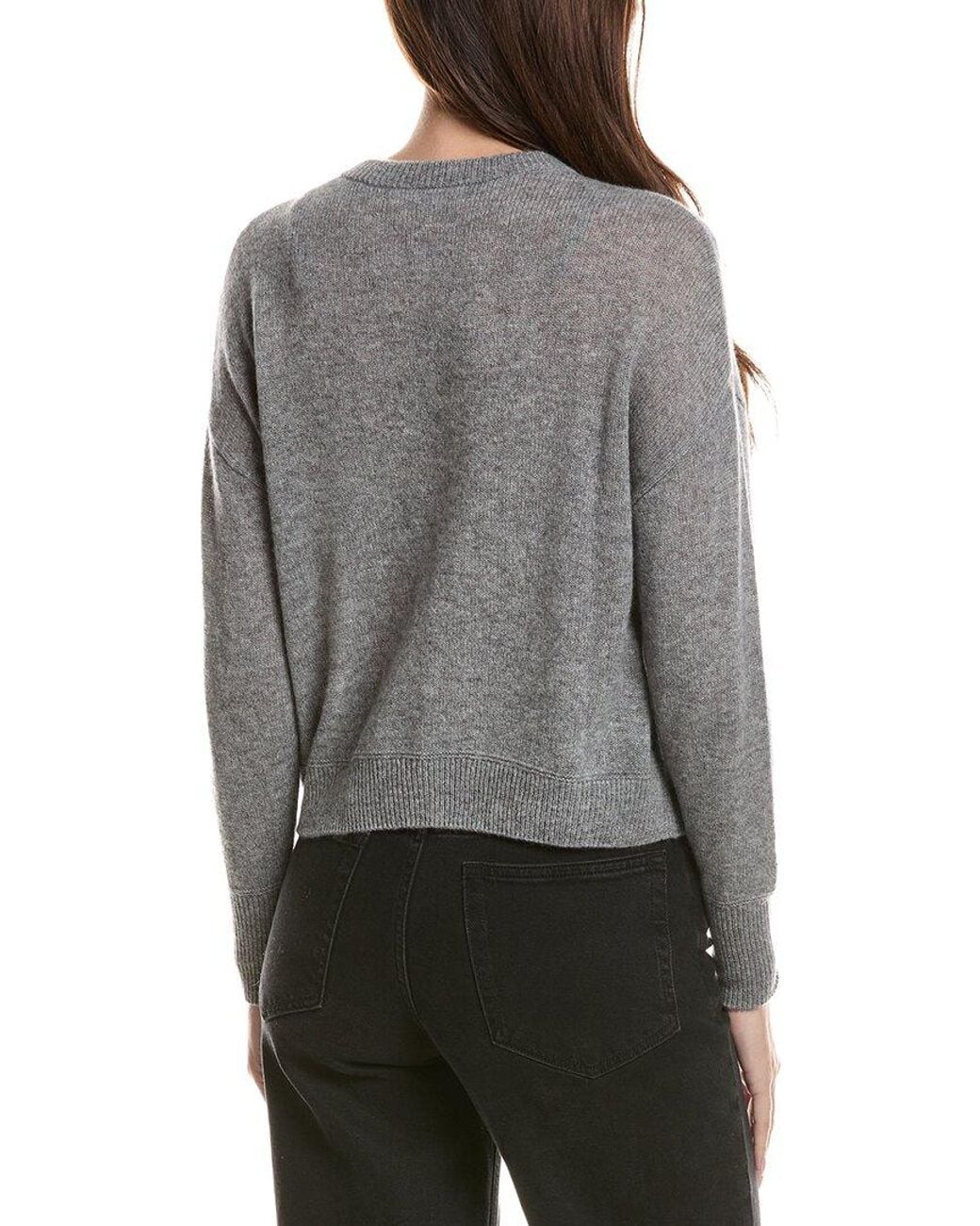Hannah Rose Gray Drop-Shoulder 100% Cashmere Cardigan