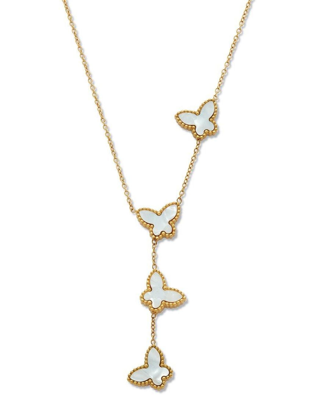Palmbeach Jewelry Metallic Plated Stainless Steel Mother Of Pearl Necklace