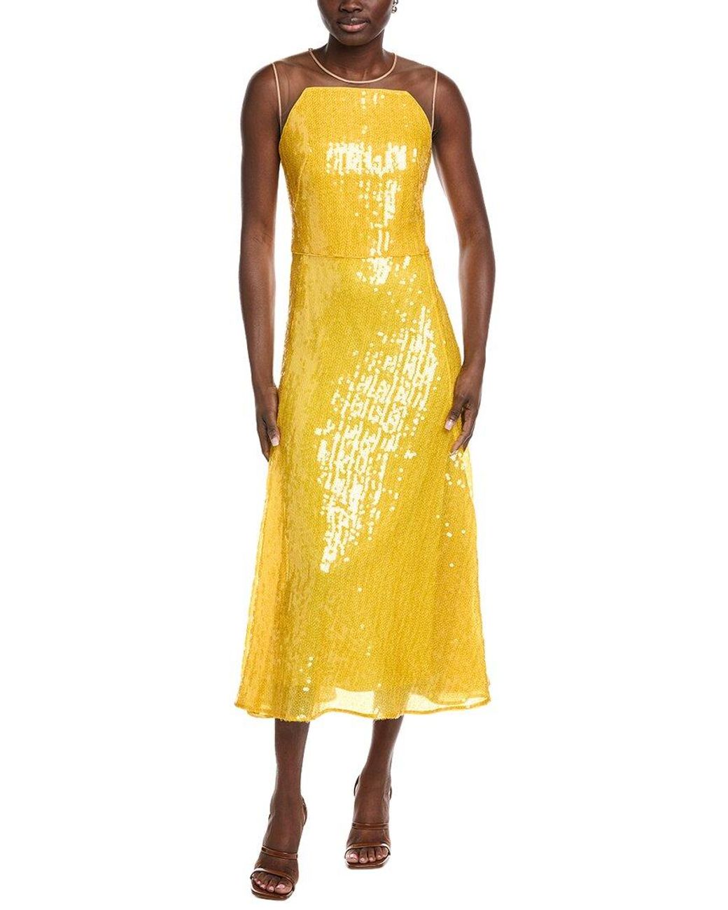 Akris Yellow Sequin Midi Dress