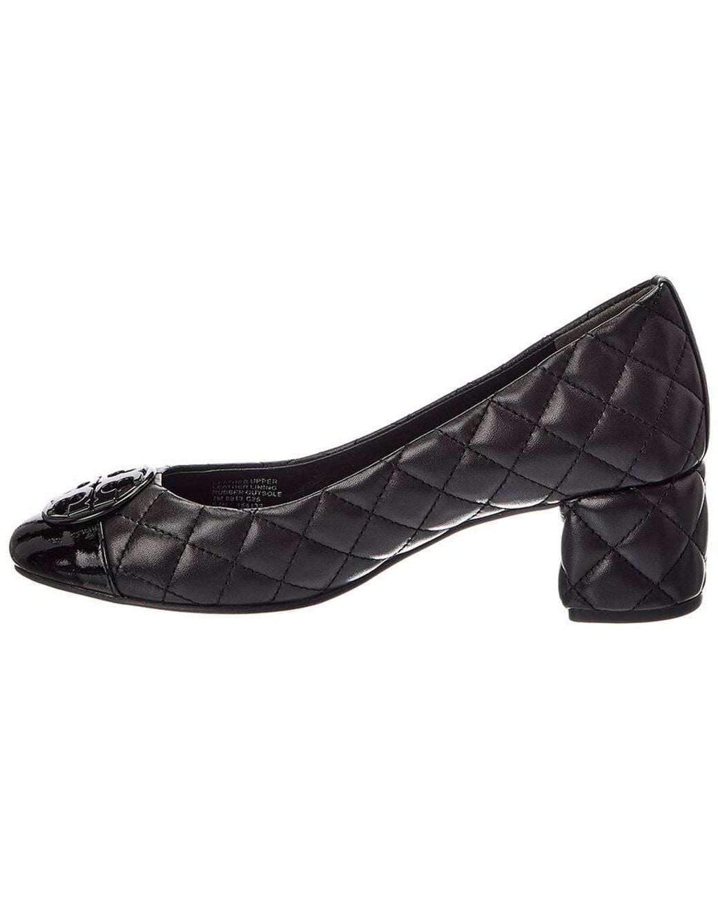 Tory Burch Black Chelsea 50 Quilted Cap-Toe Leather Pump
