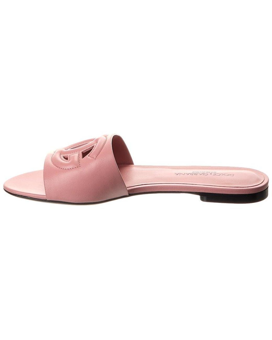 Dolce & Gabbana Pink Dg Logo Leather Sandal