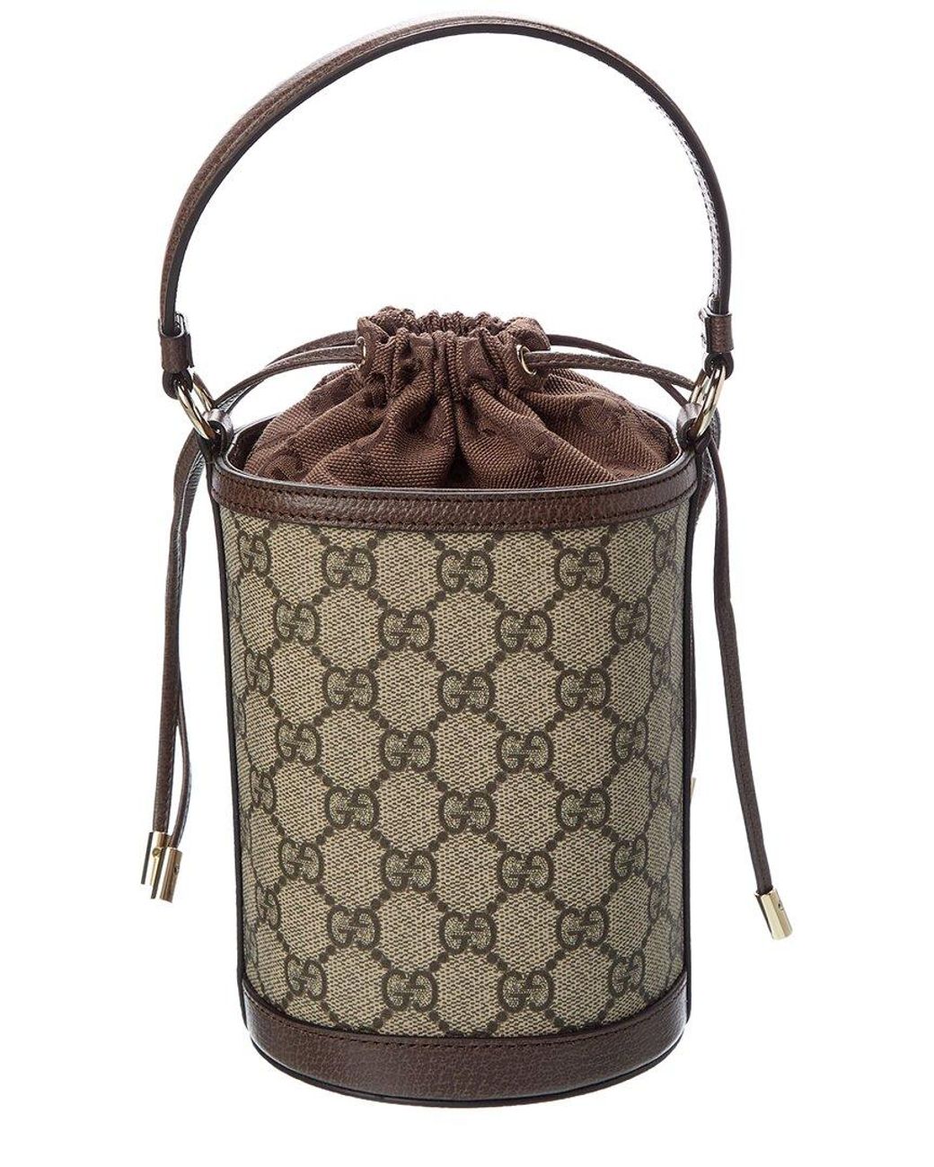Gucci Black Ophidia Mini Gg Supreme Canvas & Leather Bucket Bag