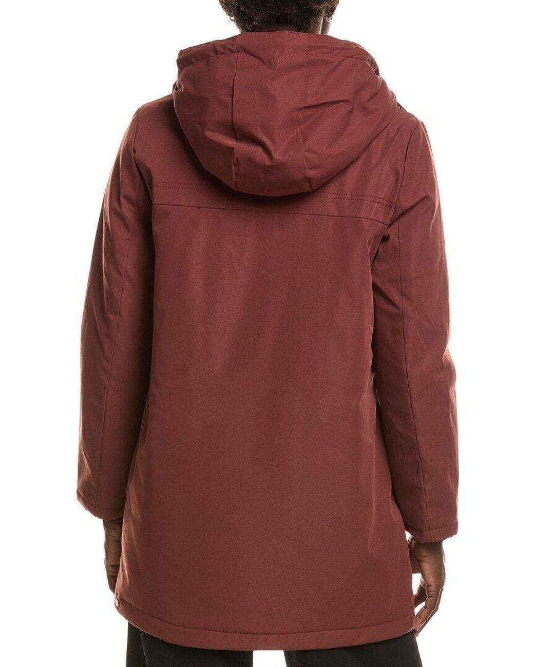 Hunter Red Billie Canvas Mid Length Hooded Rain Jacket