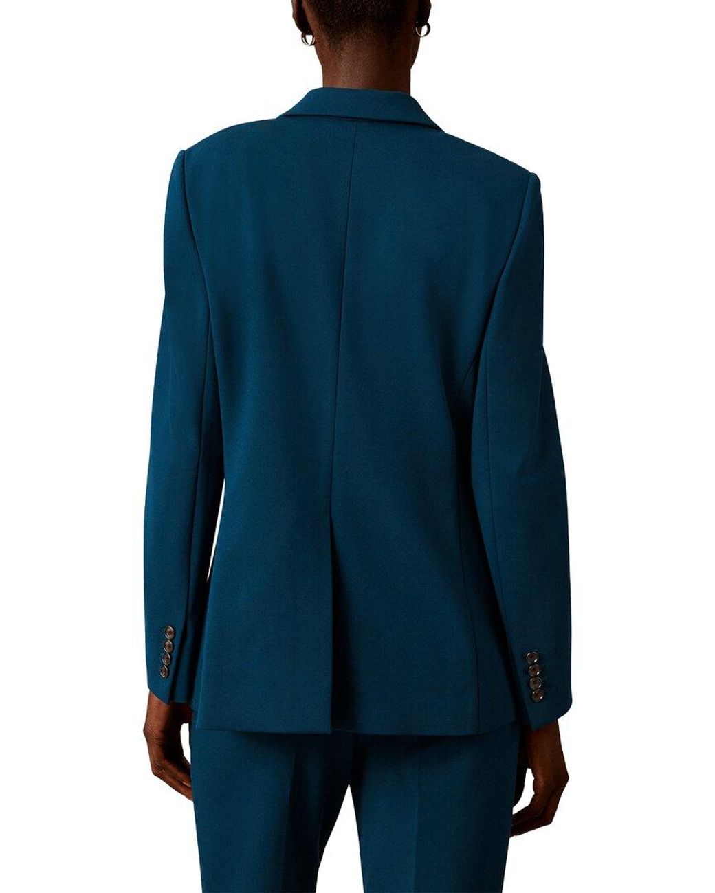 Calvin Klein Blue Petite One Button Notch Collar Jacket