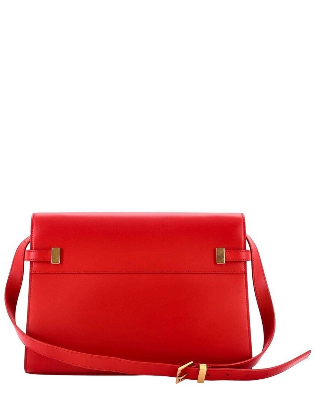 Saint Laurent Red Leather Manhattan Shoulder Bag Medium (Authentic Pre-Loved)