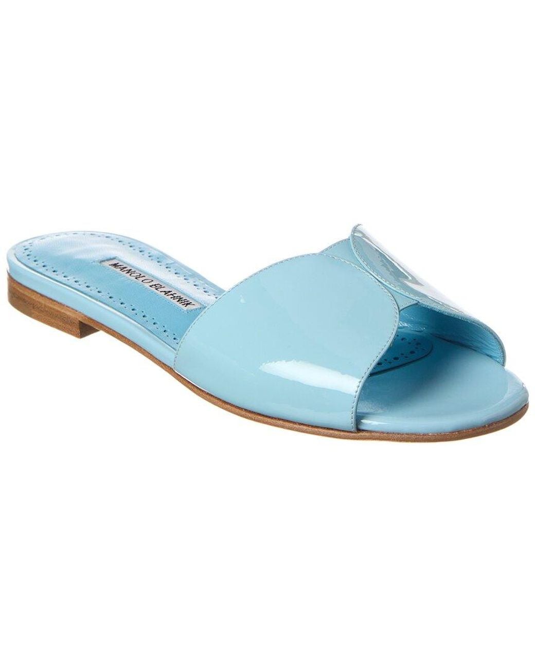 Manolo Blahnik Blue Houramu Patent Sandal