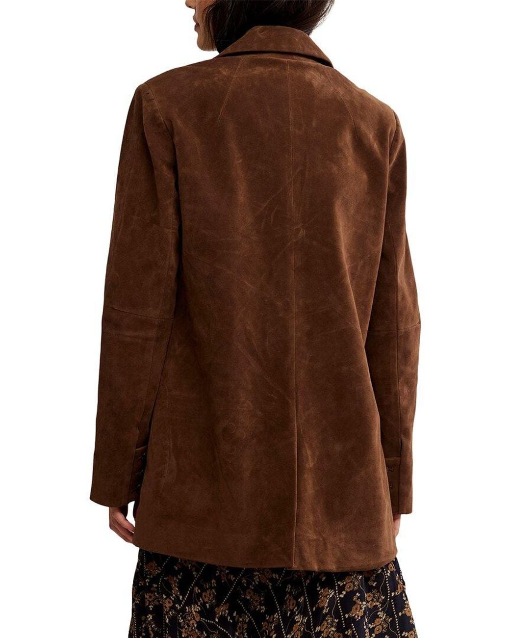 Free People Brown Paper Cut Vegan Blazer