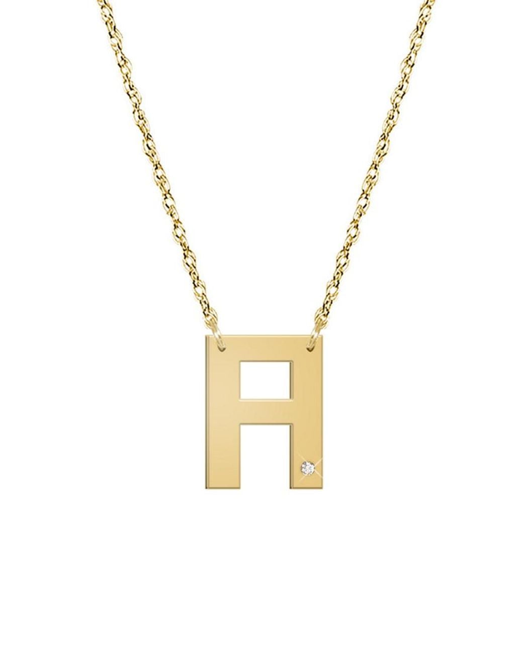 Jane Basch Metallic 14k Diamond Initial Necklace (a-z)
