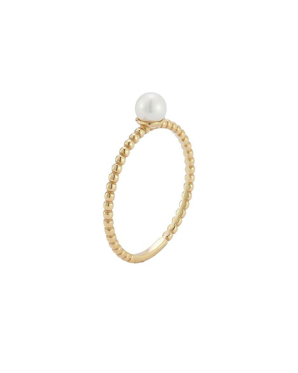 Italian Gold White 14K 4Mm Pearl Ring