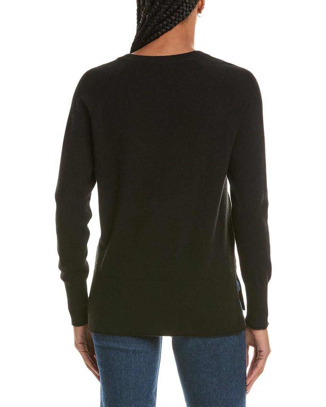 N.Peal Cashmere Black Relaxed V-Neck 100% Cashmere Sweater
