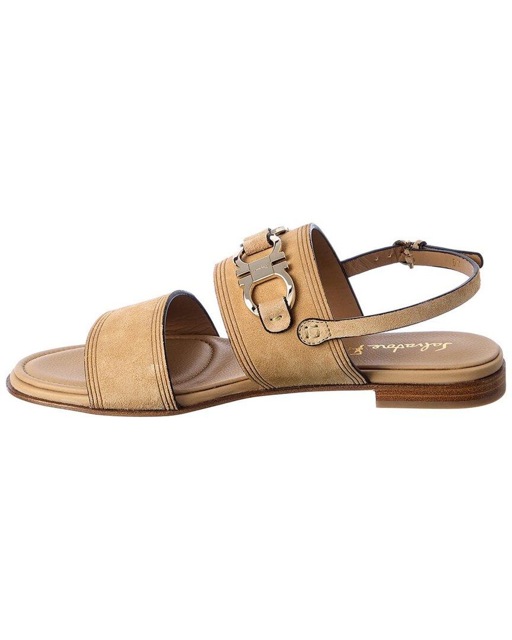 Ferragamo Metallic Salvatore Chaim Suede Sandal