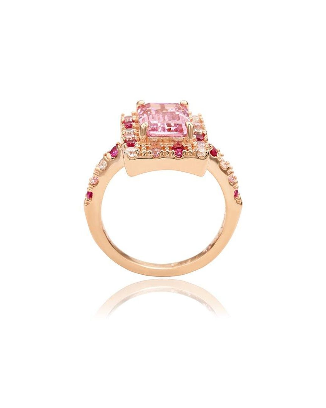 Suzy Levian Pink Silver Cz Ring