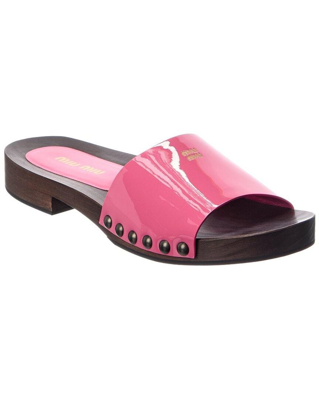 Miu Miu Pink Studded Leather Sandal
