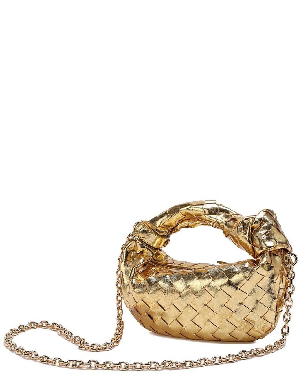 Tiffany & Fred Paris Metallic Woven Leather Knot Handle Crossbody