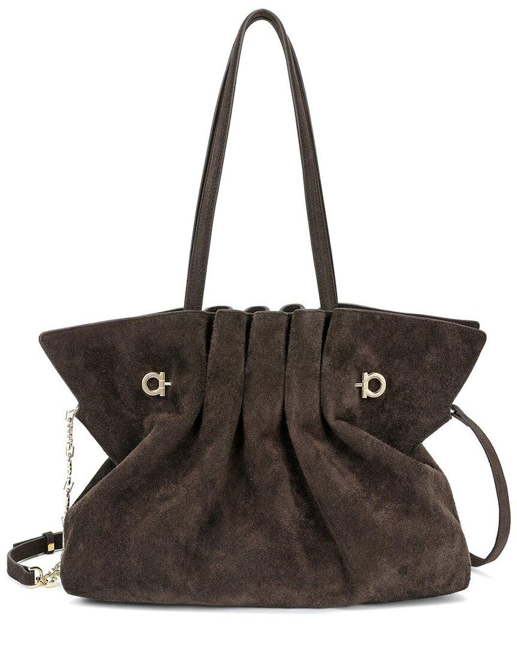 Tiffany & Fred Paris Black Sculpted Suede Tote