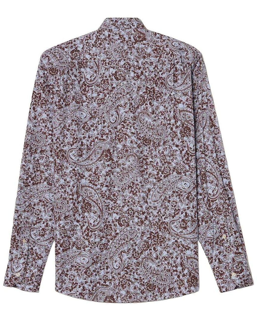 Robert Talbott Blue Reynolds Floral Paisley Print Shirt for men