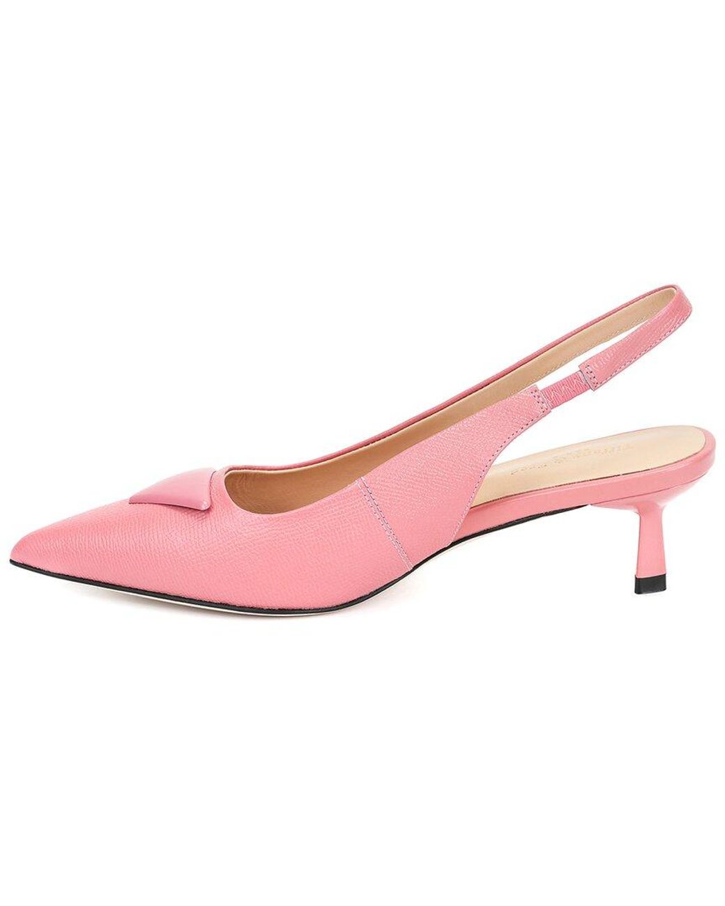 Tiffany & Fred Paris Pink Leather Slingback Kitten Heel Pump