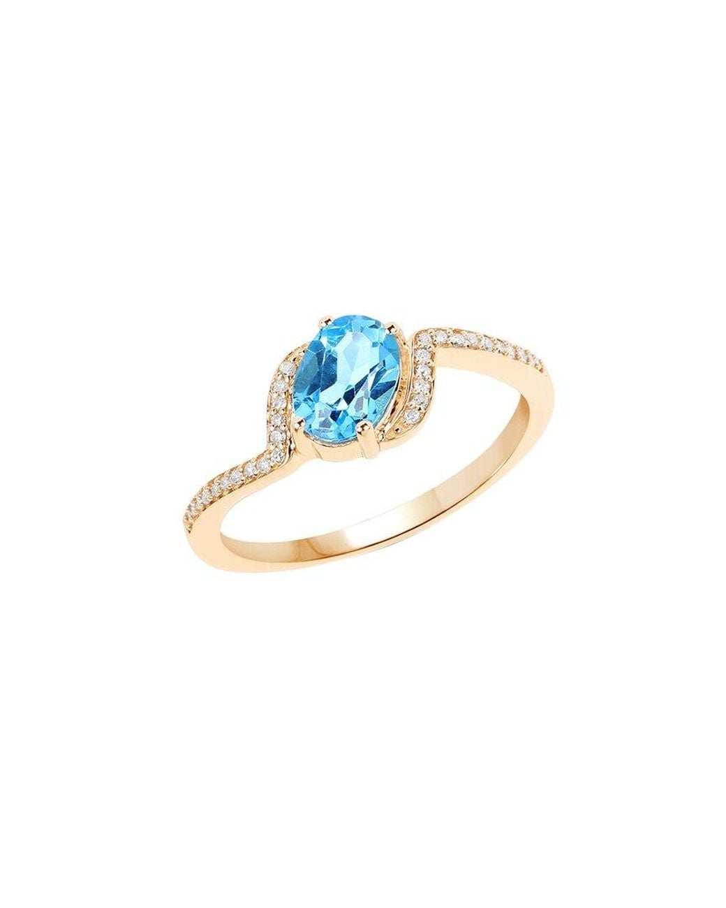 Diana M Fine Jewelry 14k 1.04 Ct. Tw. Diamond & Blue Topaz Ring