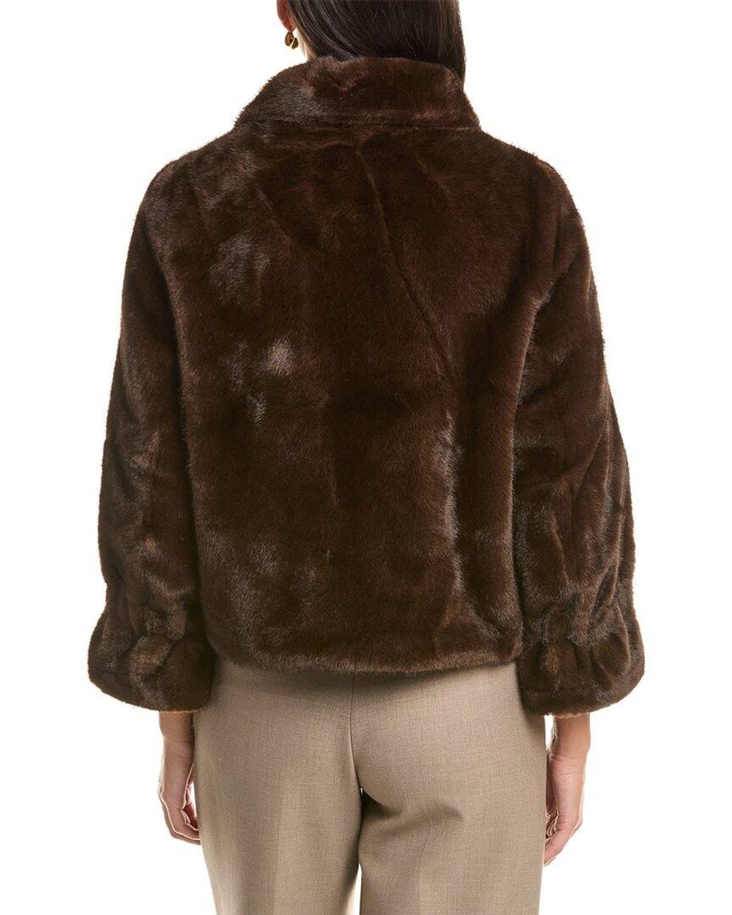 La Fiorentina Brown Plush Faux Fur Jacket