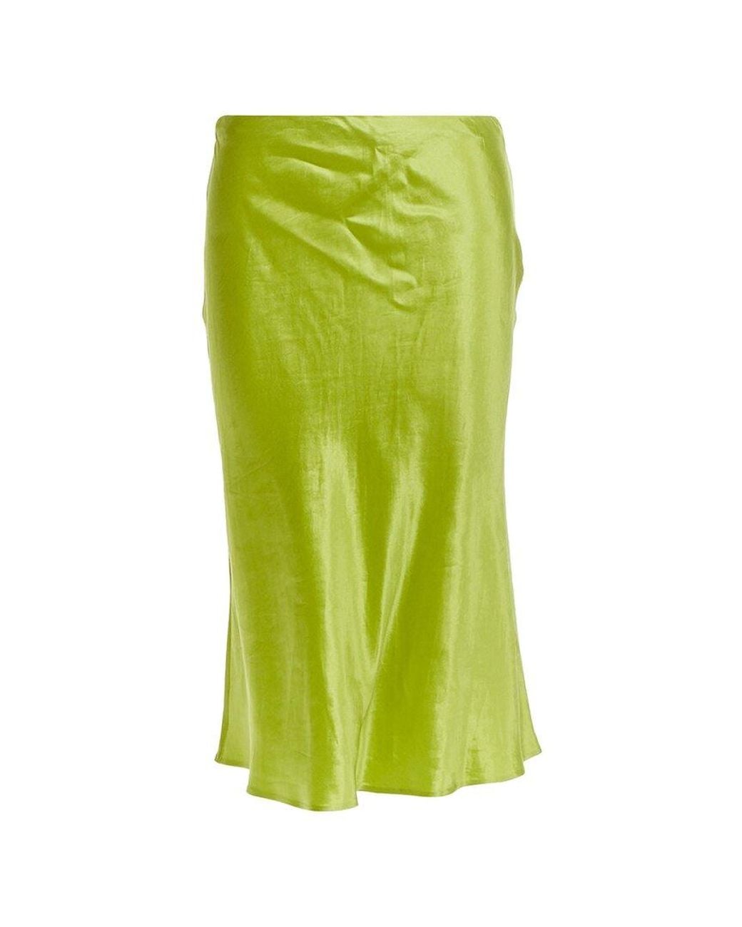 Prada Green Satin Triangle Padded Logo Trailing Skirt, Size It, Never Worn (Authentic Pre-Loved)